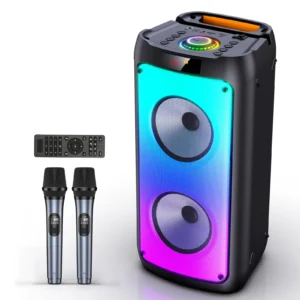 FanFun Wireless Bluetooth Karaoke Speaker with 2 Microphones